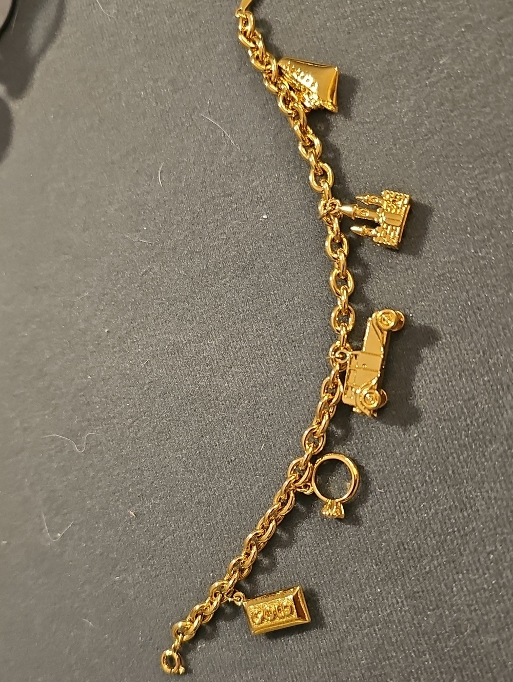 Gold Tone Vintage Charm Bracelet with Miniature Charms - Women Jewelry